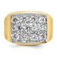 14k Two-tone with White Rhodium 1 7/8 Ct. Lab Grown Diamond VS/SI+ G+ Polished Satin and Grooved Men's Cluster Ring