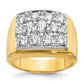 14k Two-tone with White Rhodium 1 7/8 Ct. Lab Grown Diamond VS/SI+ G+ Polished Satin and Grooved Men's Cluster Ring