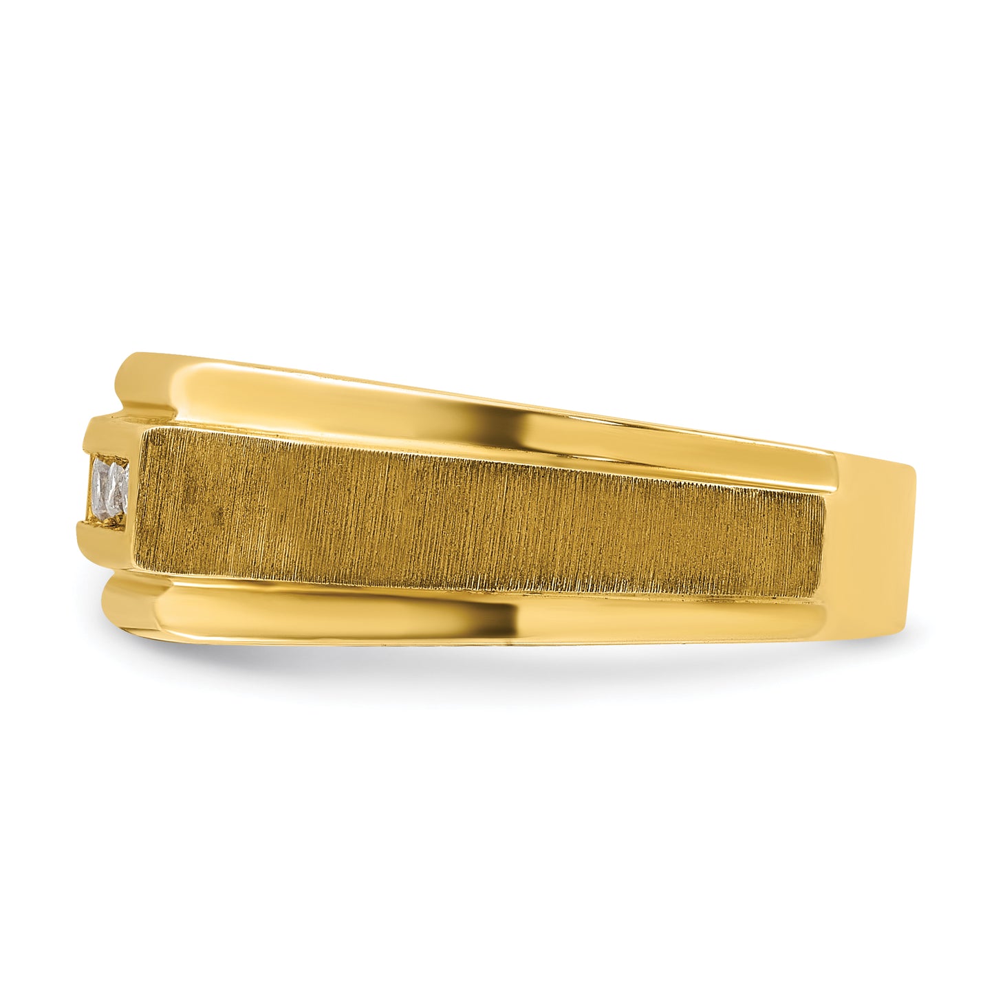 14k Yellow Gold 1/4 Ct. Lab Grown Diamond VS/SI+ G+ Polished and Satin Five Stone Men's Ring