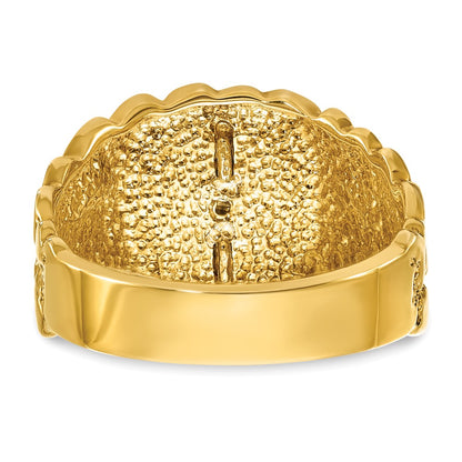 10K Two-Tone Ibgoodman Men'S Polished And Nugget Textured Blue Lodge Master Masonic Ring Mounting