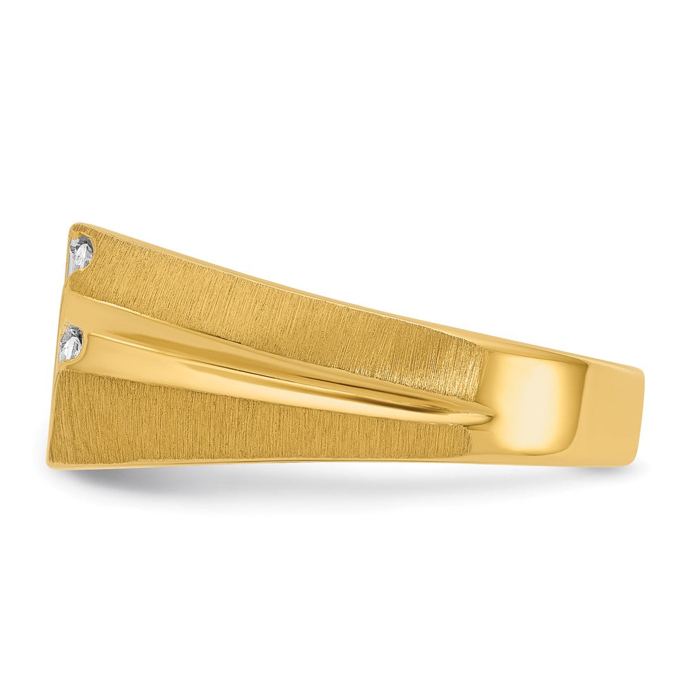 10K Yellow Gold Ibgoodman Men'S Polished Satin And Grooved Ring Mounting