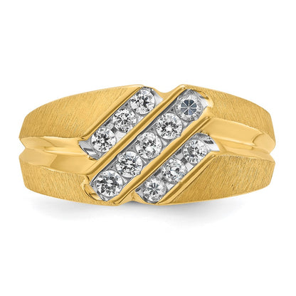 10K Yellow Gold Ibgoodman Men'S Polished Satin And Grooved Ring Mounting