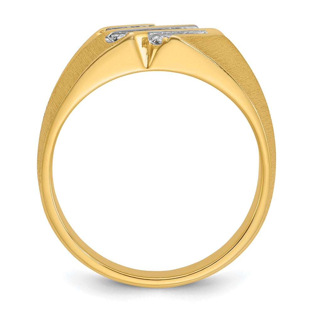 10K Yellow Gold Ibgoodman Men'S Polished Satin And Grooved Ring Mounting