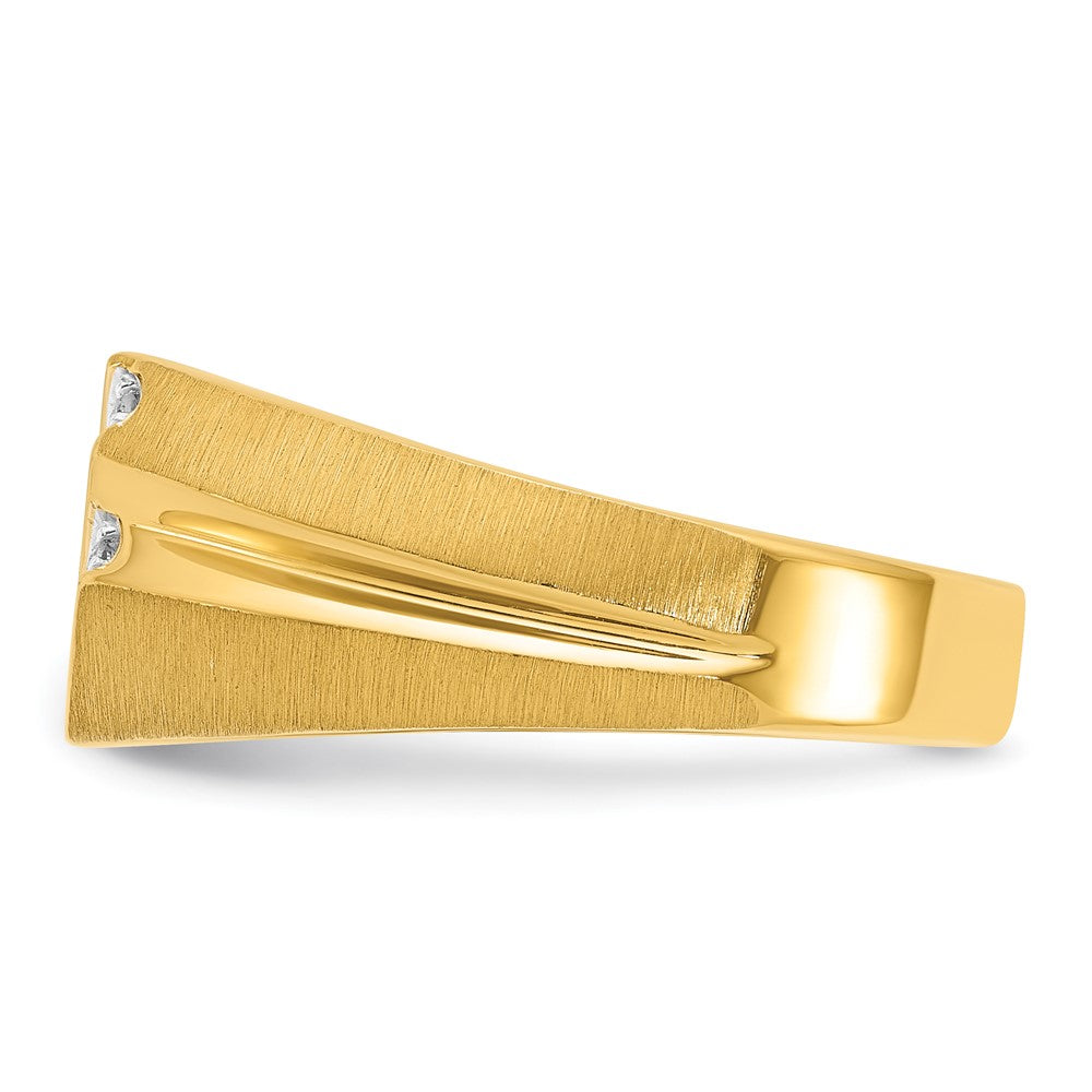 10K Yellow Gold Ibgoodman Men'S Polished Satin And Grooved Ring Mounting