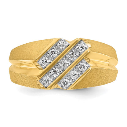10K Yellow Gold Ibgoodman Men'S Polished Satin And Grooved Ring Mounting