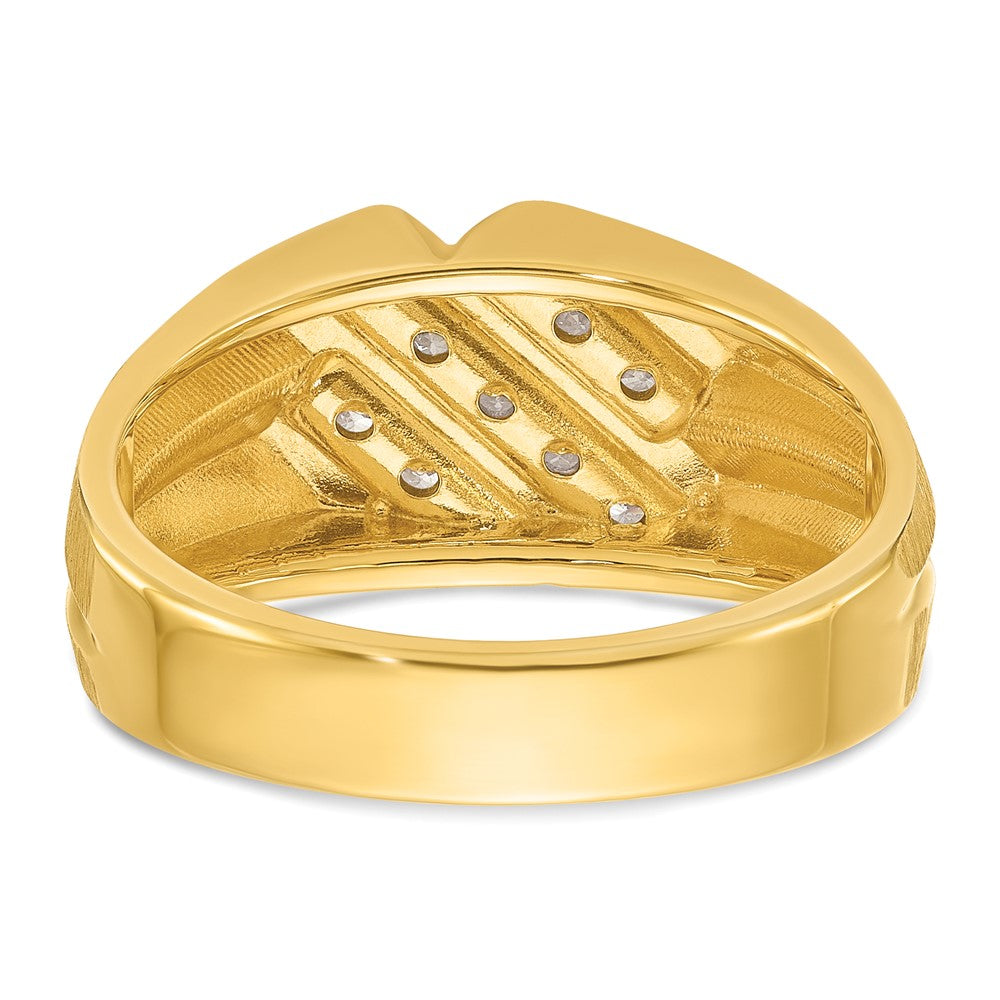 10K Yellow Gold Ibgoodman Men'S Polished Satin And Grooved Ring Mounting