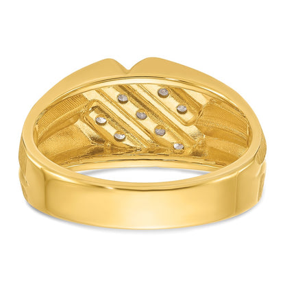 10K Yellow Gold Ibgoodman Men'S Polished Satin And Grooved Ring Mounting