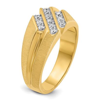 10K Yellow Gold Ibgoodman Men'S Polished Satin And Grooved Ring Mounting