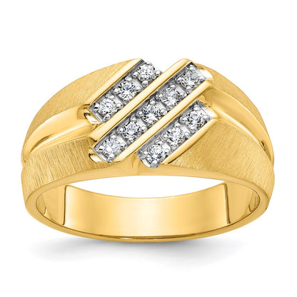 10K Yellow Gold Ibgoodman Men'S Polished Satin And Grooved Ring Mounting