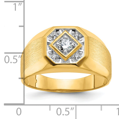 10K Yellow Gold Ibgoodman Men'S Polished And Satin Diamond Complete Ring