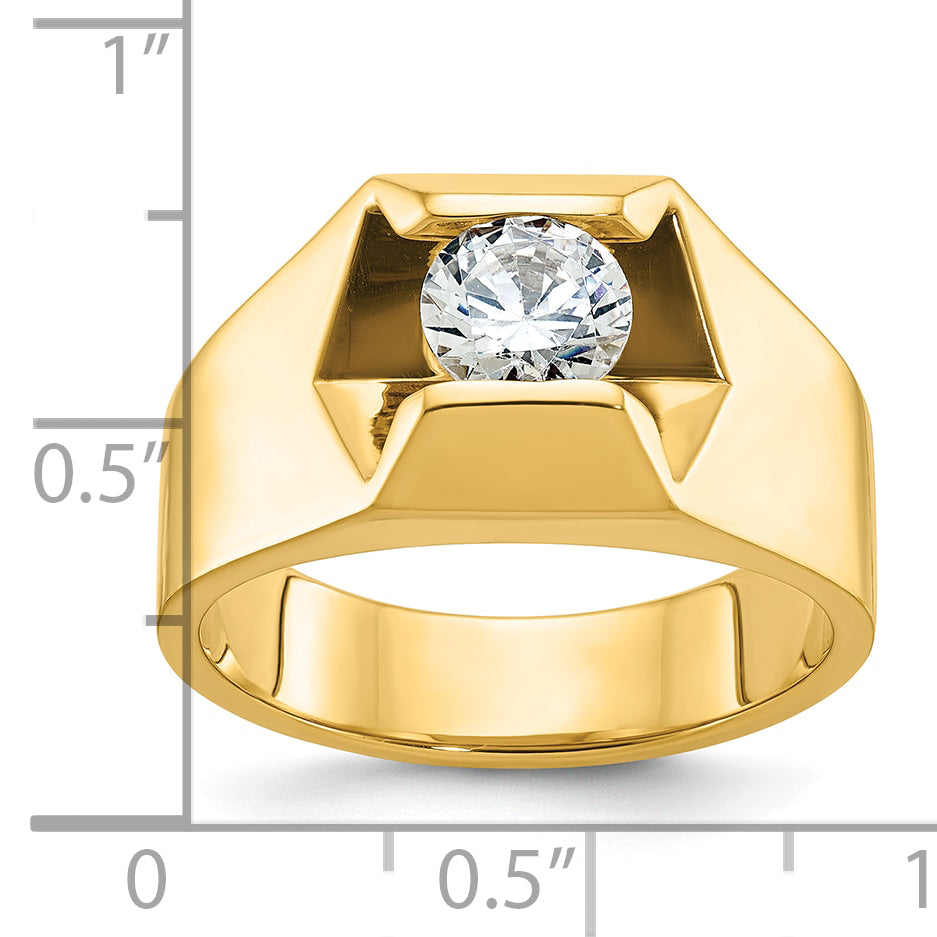 14k Yellow Gold 1 Ct. Lab Grown Diamond VS/SI+ G+ Men's Ring