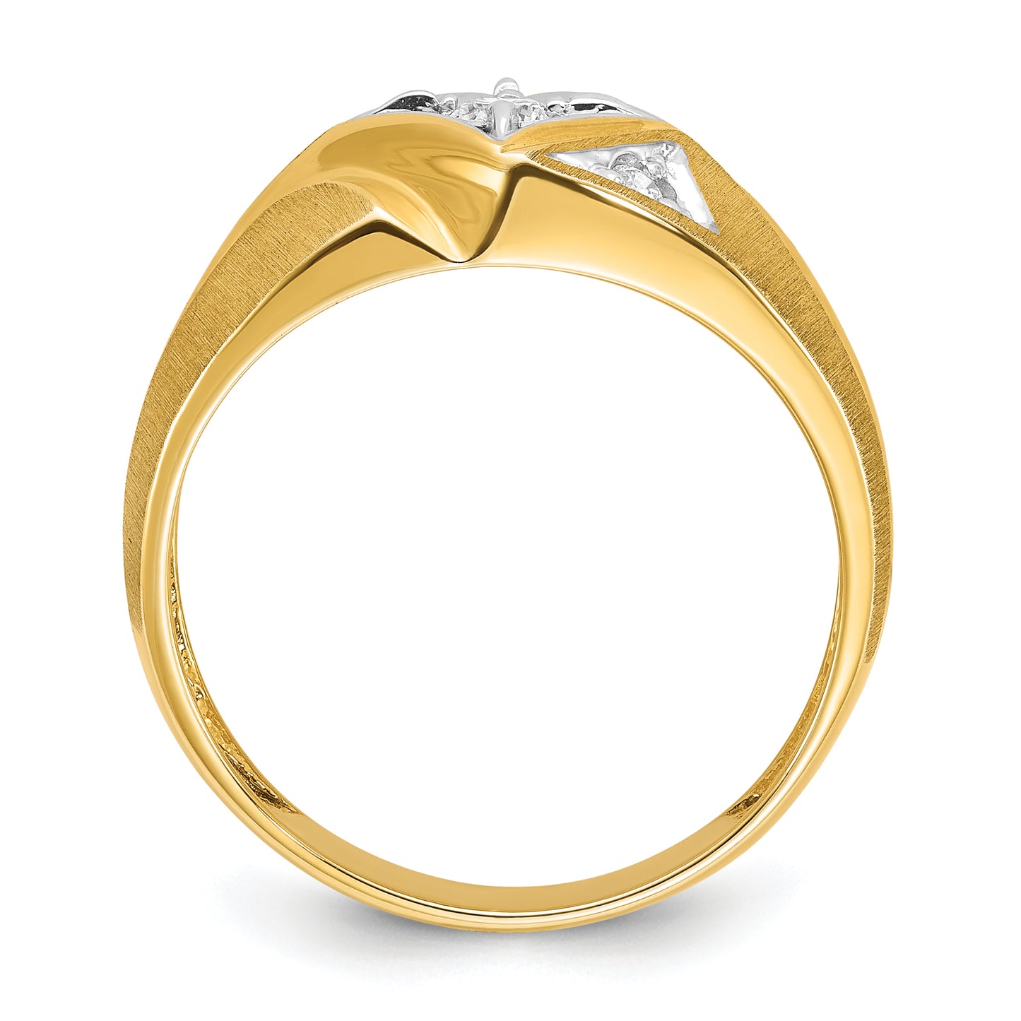 14k Yellow Gold with White Rhodium 1/5 Ct. Lab Grown Diamond VS/SI+ G+ Polished and Satin Men's Ring