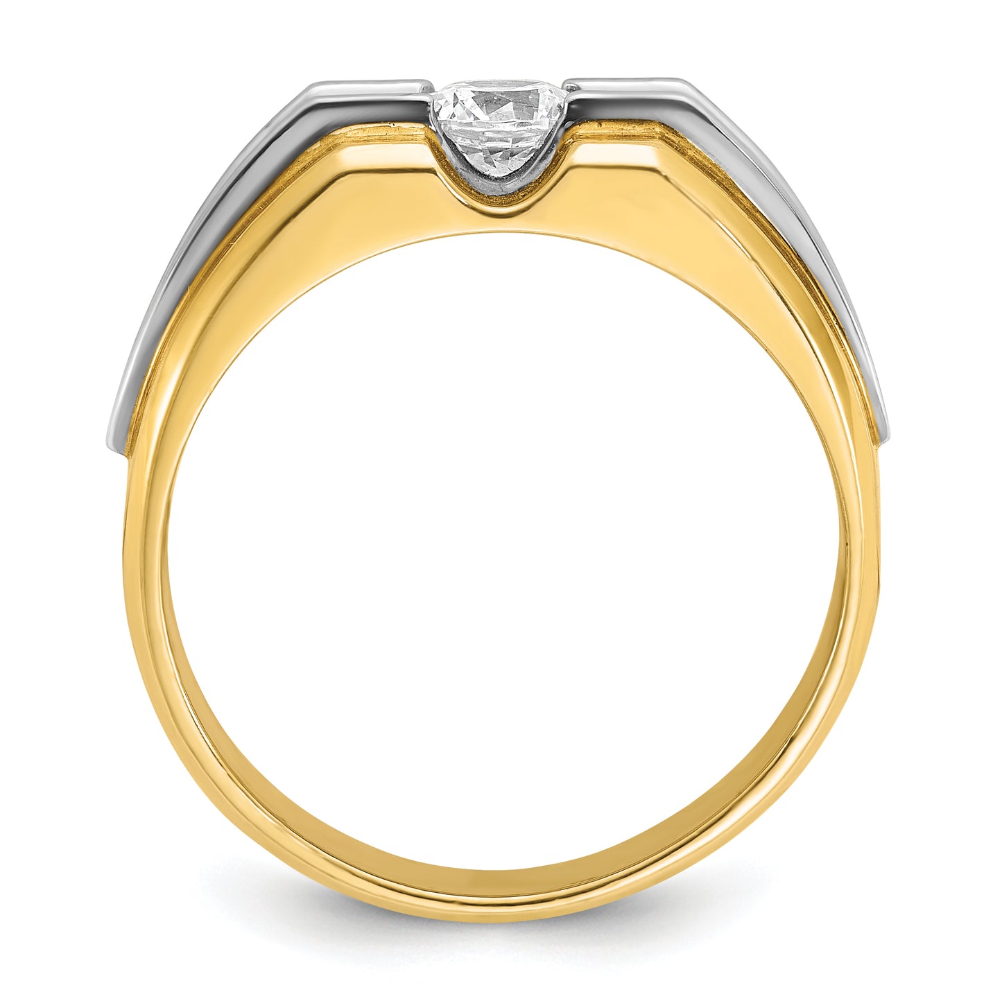 14k Two-tone Two Tone 1/2 Ct. Lab Grown Diamond VS/SI+ G+ Polished and Satin Men's Ring