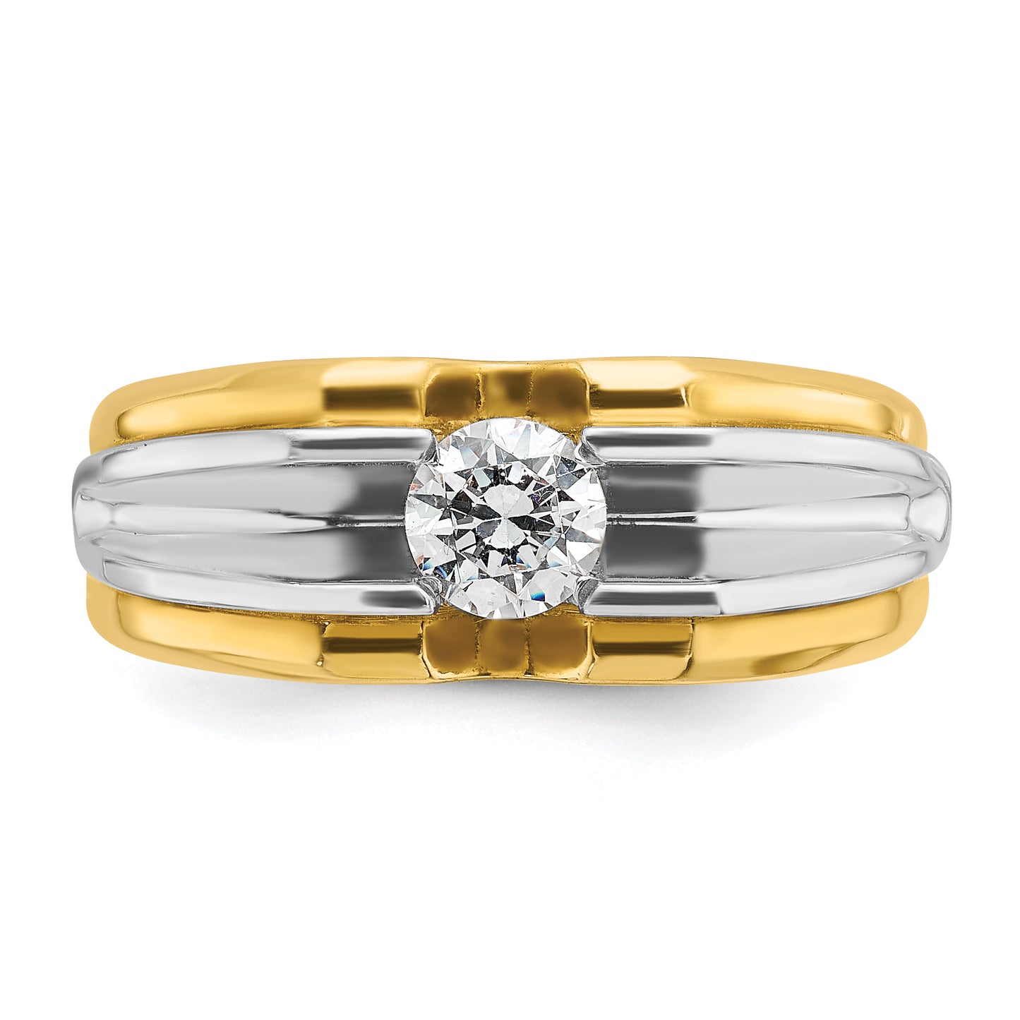 14k Two-tone Two Tone 1/2 Ct. Lab Grown Diamond VS/SI+ G+ Polished and Satin Men's Ring