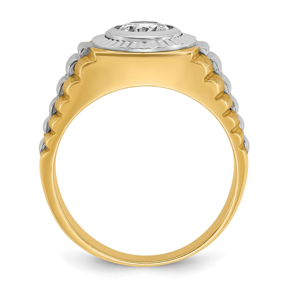10K Two-Tone Ibgoodman Men'S Polished Satin And Textured Ring Mounting