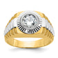 14k Two-tone Two Tone 1 Ct. Lab Grown Diamond VS/SI+ G+ Polished Satin and Textured Men's Ring