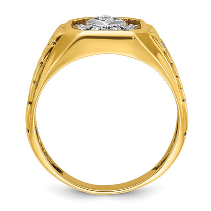 10K Two-Tone Ibgoodman Men'S Polished And Textured Blue Lodge Master Masonic Ring Mounting