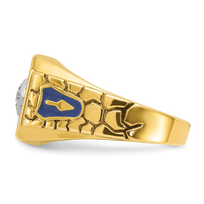 10K Two-Tone Ibgoodman Men'S Polished And Textured Blue Lodge Master Masonic Ring Mounting