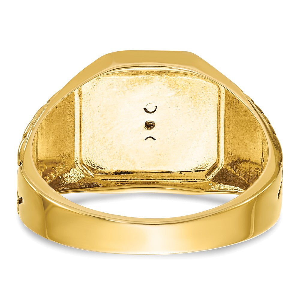 10K Two-Tone Ibgoodman Men'S Polished And Textured Blue Lodge Master Masonic Ring Mounting