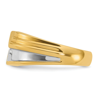 10K Yellow Gold Ibgoodman With Black Rhodium Men'S Polished And Grooved 1/6 Carat A Quality Diamond Ring