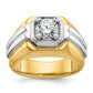 14k Two-tone Two Tone 1 Ct. Lab Grown Diamond VS/SI+ G+ Polished and Grooved Men's Ring