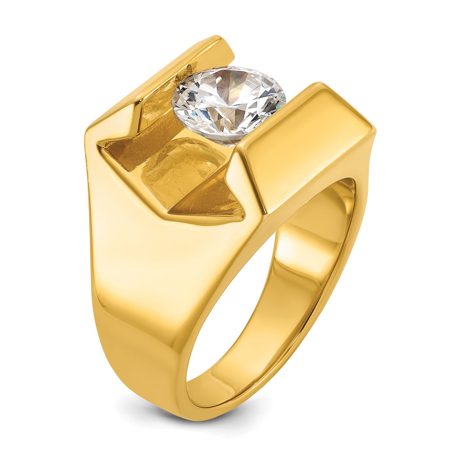 14k Yellow Gold 2 1/2 Ct. Lab Grown Diamond VS/SI+ G+ Men's Ring