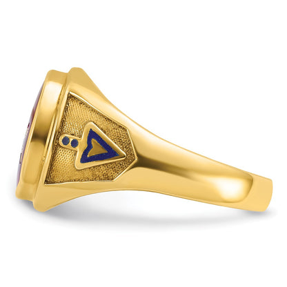 10K Yellow Gold Ibgoodman Men'S Polished And Textured Blue Lodge Master Masonic Ring Mounting