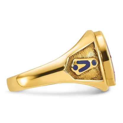 10K Yellow Gold Ibgoodman Men'S Polished And Textured Blue Lodge Master Masonic Ring Mounting