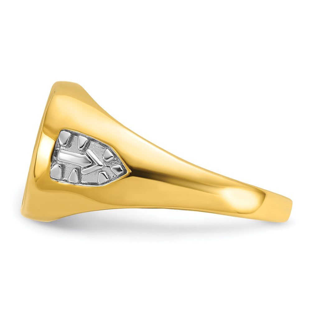 10K Yellow Gold Ibgoodman Men'S Polished And Textured Blue Lodge Master Masonic Ring Mounting