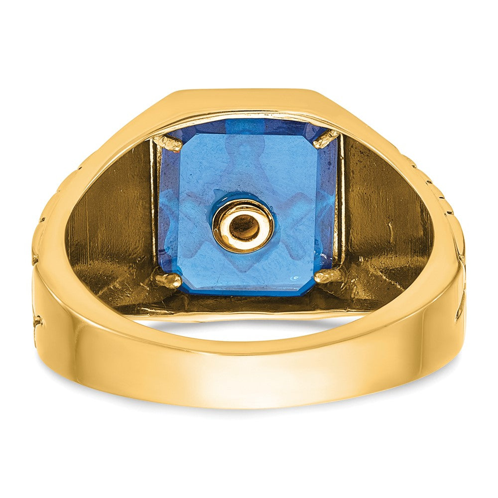 10K Yellow Gold Ibgoodman Men'S Polished And Textured Blue Lodge Master Masonic Ring Mounting