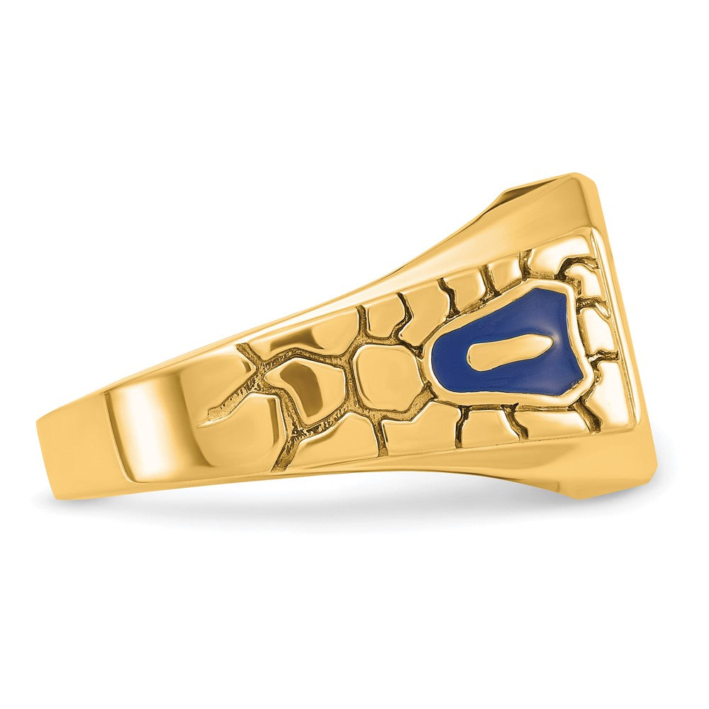 10K Yellow Gold Ibgoodman Men'S Polished And Textured Blue Lodge Master Masonic Ring Mounting
