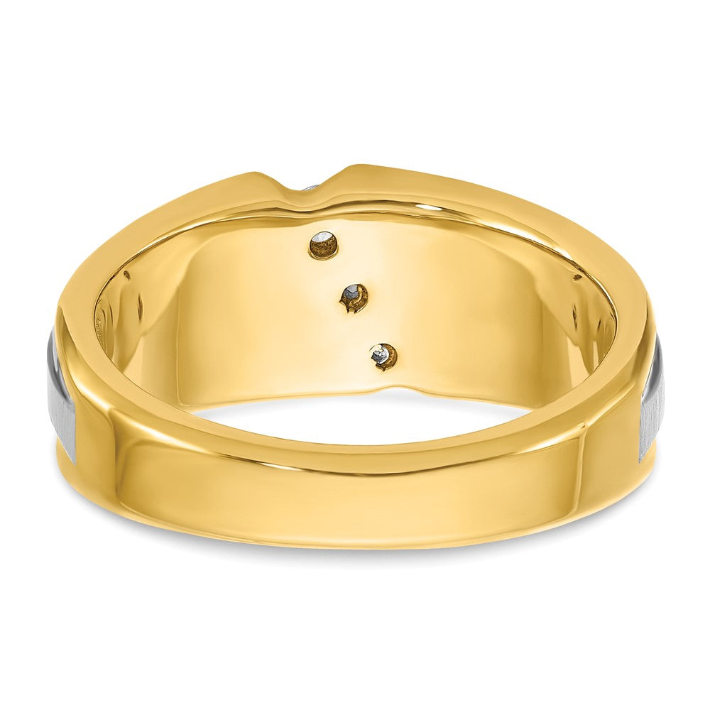 10K Two-Tone Ibgoodman Men'S Polished And Satin 3-Stone Ring Mounting