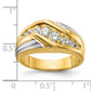 14k Two-tone Two Tone 1 Ct. Lab Grown Diamond VS/SI+ G+ Polished and Grooved Men's Ring