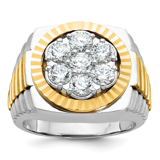 14k Two-Tone 2 Ct. Lab Grown Diamond VS/SI+ G+ Ribbed Men's Cluster Ring