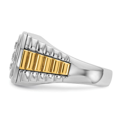 10K Two-Tone Ibgoodman Men'S Polished And Textured Cluster Ring Mounting