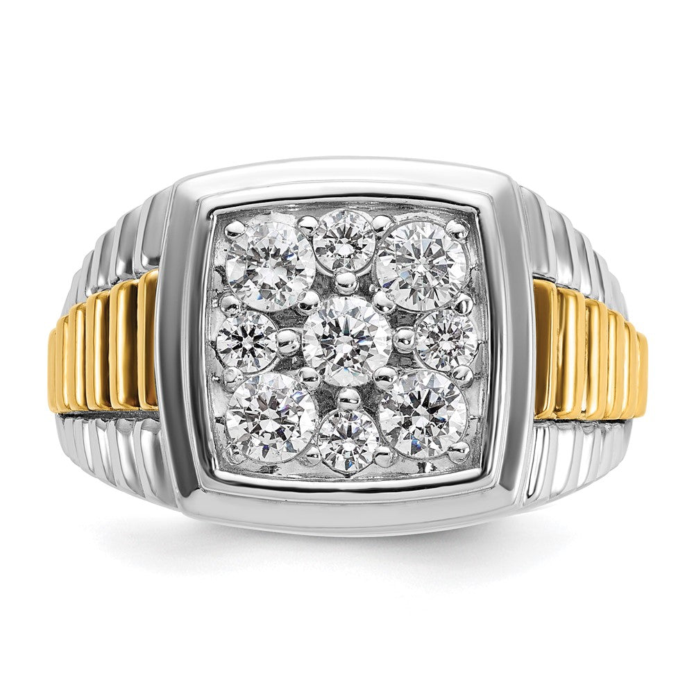 10K Two-Tone Ibgoodman Men'S Polished And Textured Cluster Ring Mounting