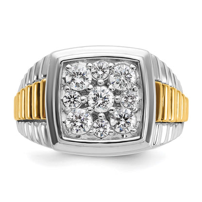 10K Two-Tone Ibgoodman Men'S Polished And Textured Cluster Ring Mounting
