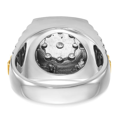 10K Two-Tone Ibgoodman Men'S Polished And Textured Cluster Ring Mounting