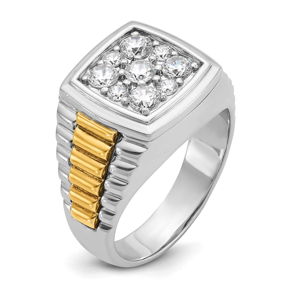 10K Two-Tone Ibgoodman Men'S Polished And Textured Cluster Ring Mounting