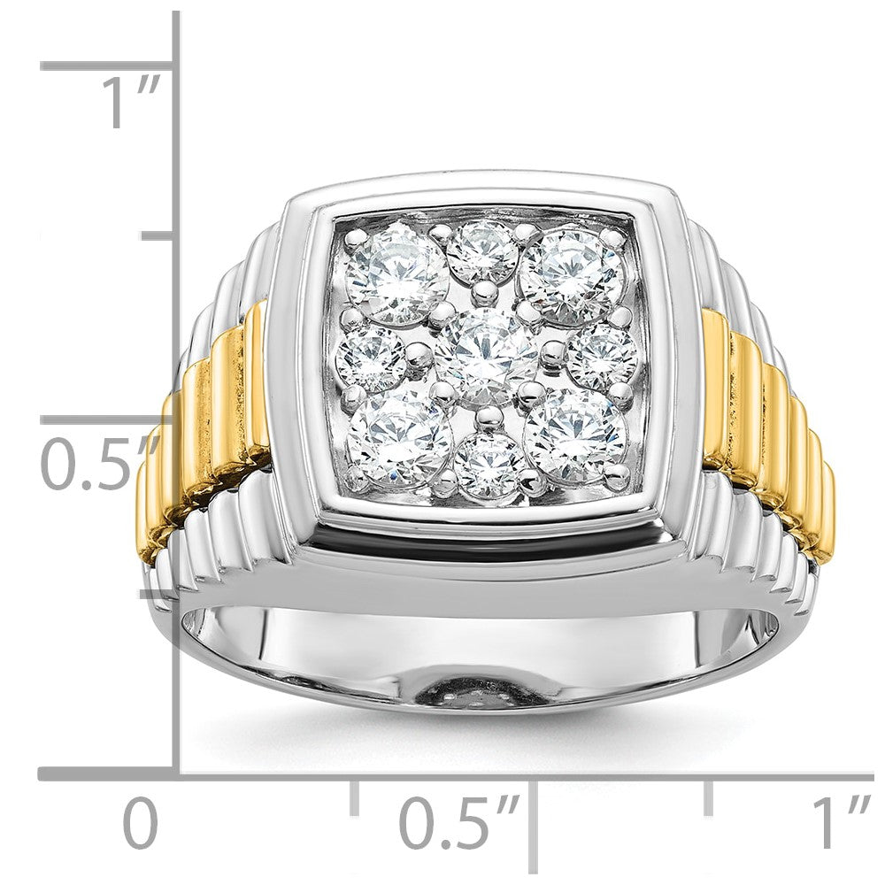 10K Two-Tone Ibgoodman Men'S Polished And Textured Cluster Ring Mounting