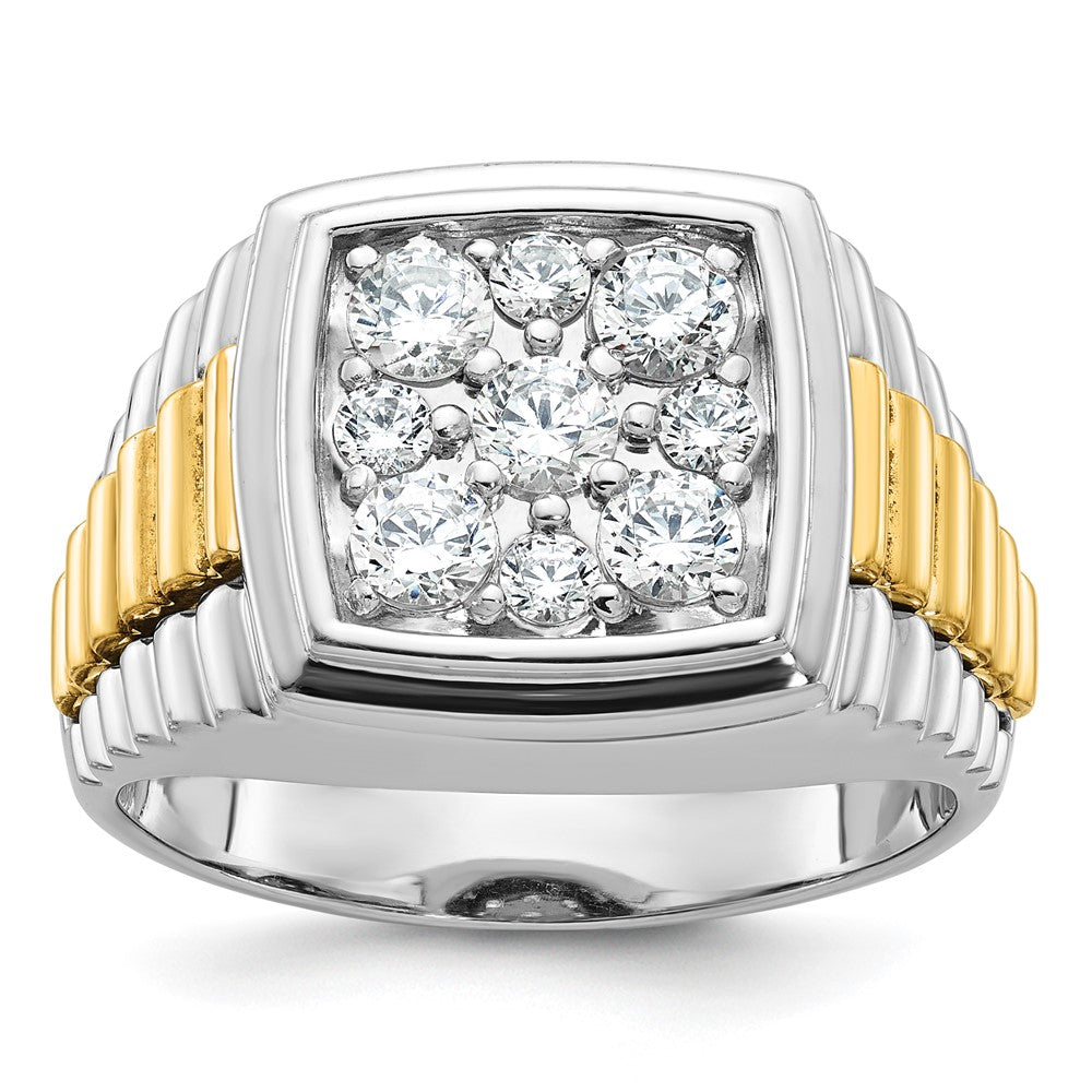 10K Two-Tone Ibgoodman Men'S Polished And Textured Cluster Ring Mounting