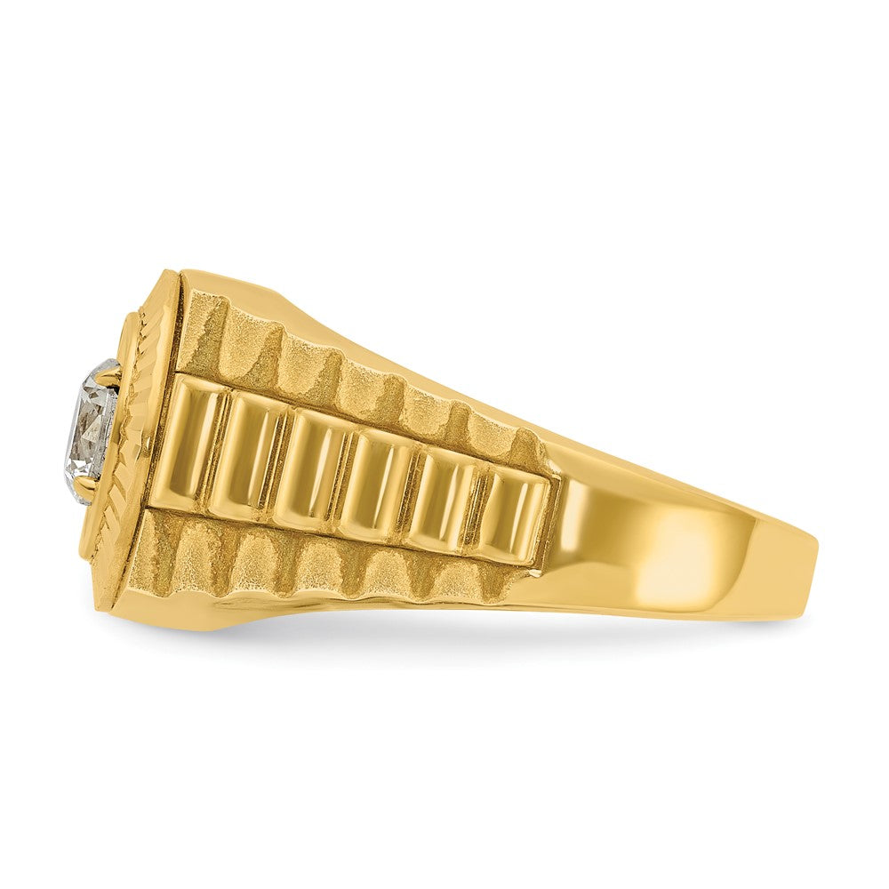 10K Yellow Gold Ibgoodman Men'S Polished Satin And Textured Ring Mounting