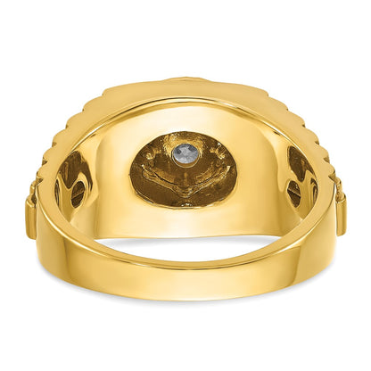 10K Yellow Gold Ibgoodman Men'S Polished Satin And Textured Ring Mounting