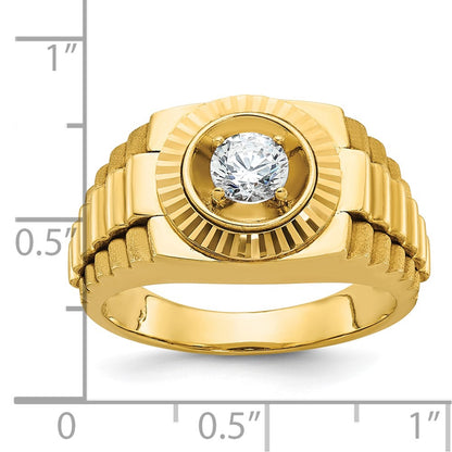 10K Yellow Gold Ibgoodman Men'S Polished Satin And Textured Ring Mounting