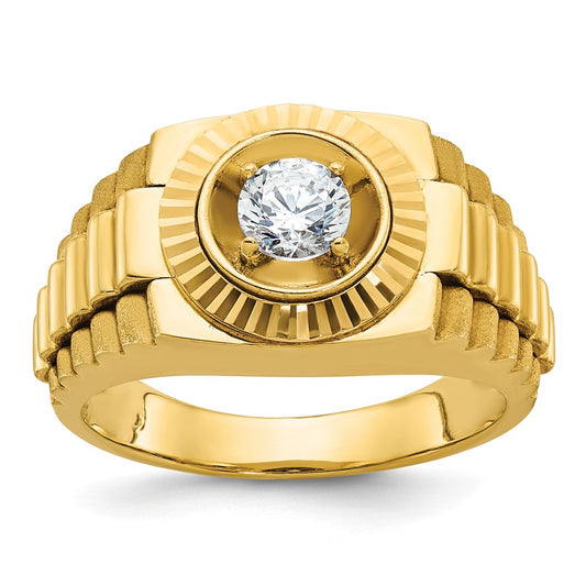 10K Yellow Gold Ibgoodman Men'S Polished Satin And Textured Ring Mounting