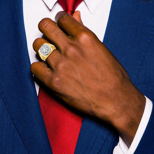 10K Two-Tone Ibgoodman Men'S Polished Satin And Textured Ring Mounting