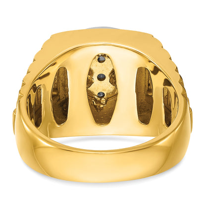 10K Two-Tone Ibgoodman Men'S Polished Satin And Textured Ring Mounting