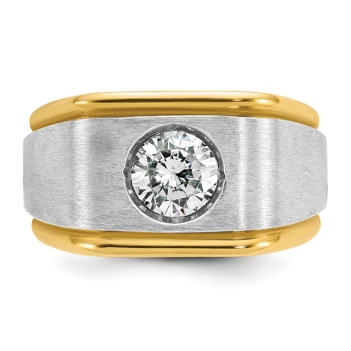 14k Two-tone Two Tone 1 Ct. Lab Grown Diamond VS/SI+ G+ Polished and Satin Men's Ring