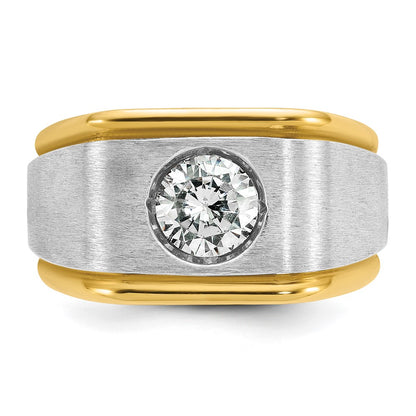 14k Two-tone  Two Tone 1 Ct. Lab Grown Diamond VS/SI+ G+ Complete Polished and Satin Men's Ring