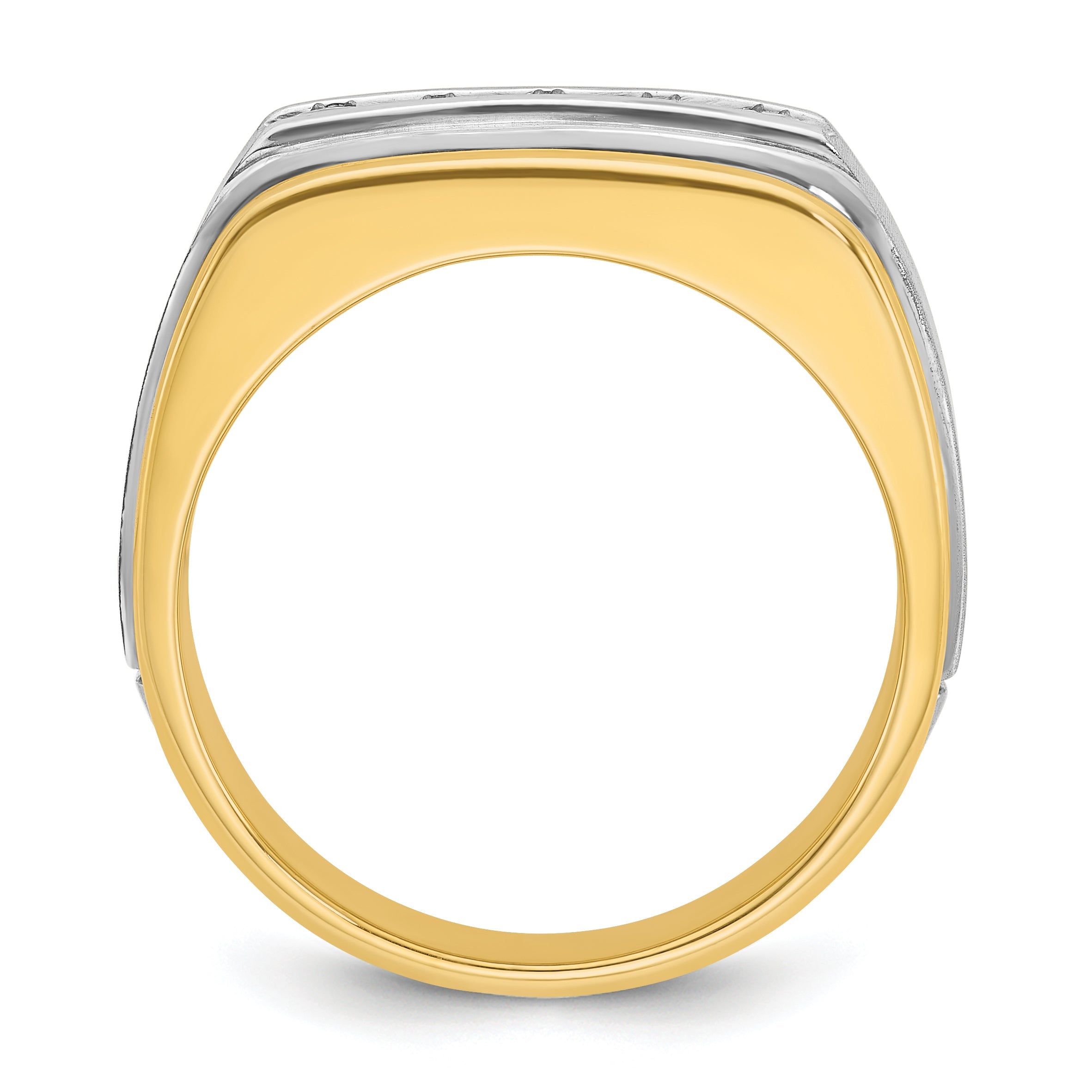 10K Two-Tone Ibgoodman Men'S Polished Satin And Grooved 5-Stone Ring Mounting